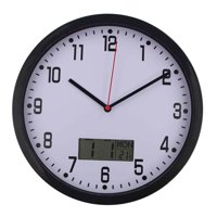 Magideal - Reloj De Pared Clásico Con Fecha Y Temperatura Reloj De Pared Digital Relojes Silenciosos De 10 Pulgadas Para La Decoración Del Dormitorio De La Sala Negro