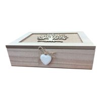 Oem - Caja De Té Mediana De Madera 6 Espacios Con Diseños Mapa