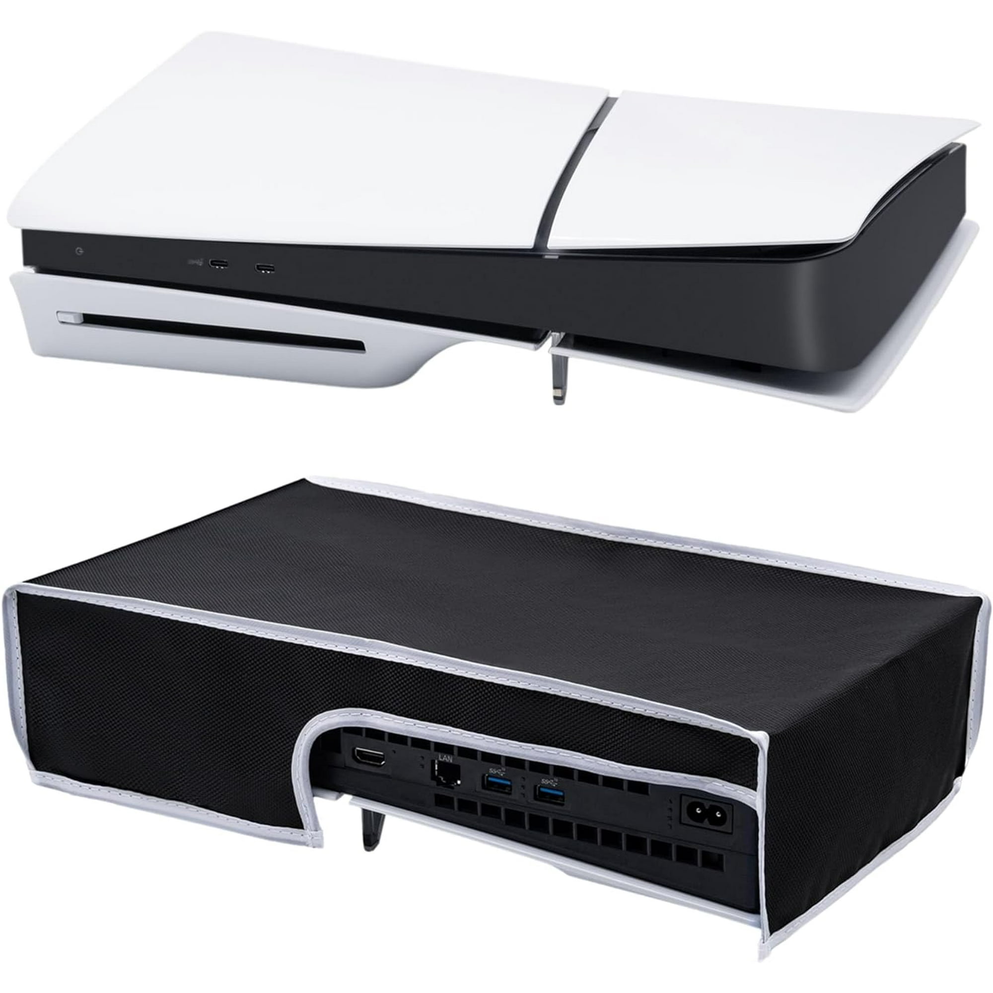 Funda Antipolvo Aaronmei Ps5 Slim Horizontal Negro Con Línea Blanca