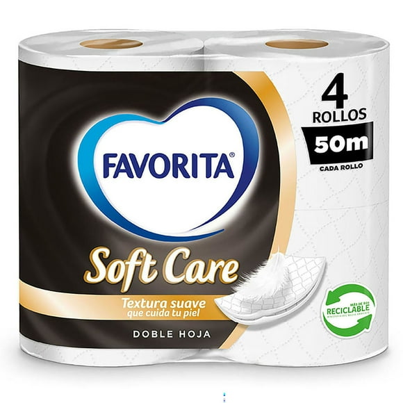 Papel Higiénico Soft Care Doble Hoja 50 m, 4 Un