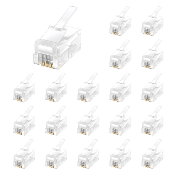 Enchufes modulares para auriculares de teléfono Uvital RJ9 4P4C 4P2C, paquete de 100