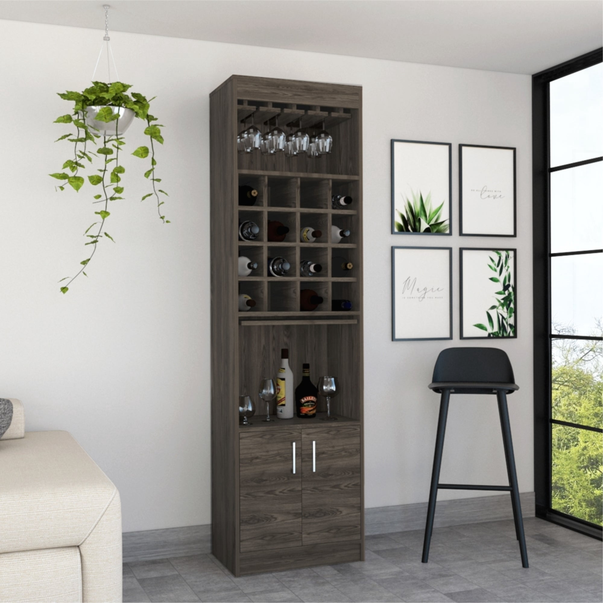 Tuhome - Bar Alto Kava Beijing Coñac Y Blanco Con Portacopas