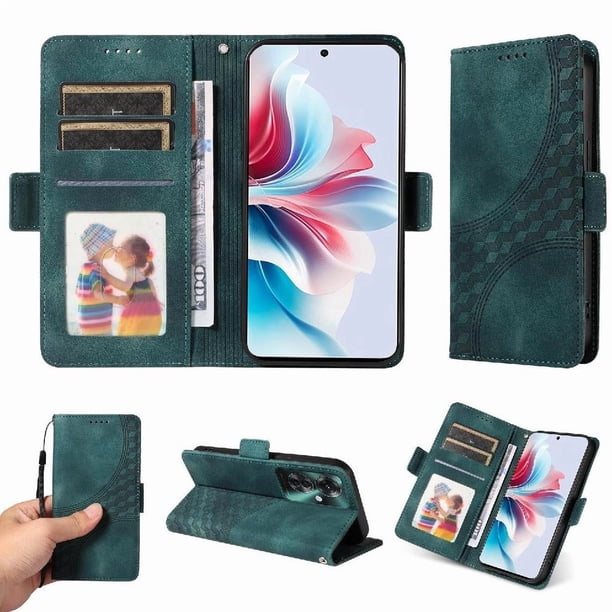 Carcasa FOXDOCK OPPO Reno 11F de cuero PU, diseño acolchado clásico, protección contra caídas y rayones