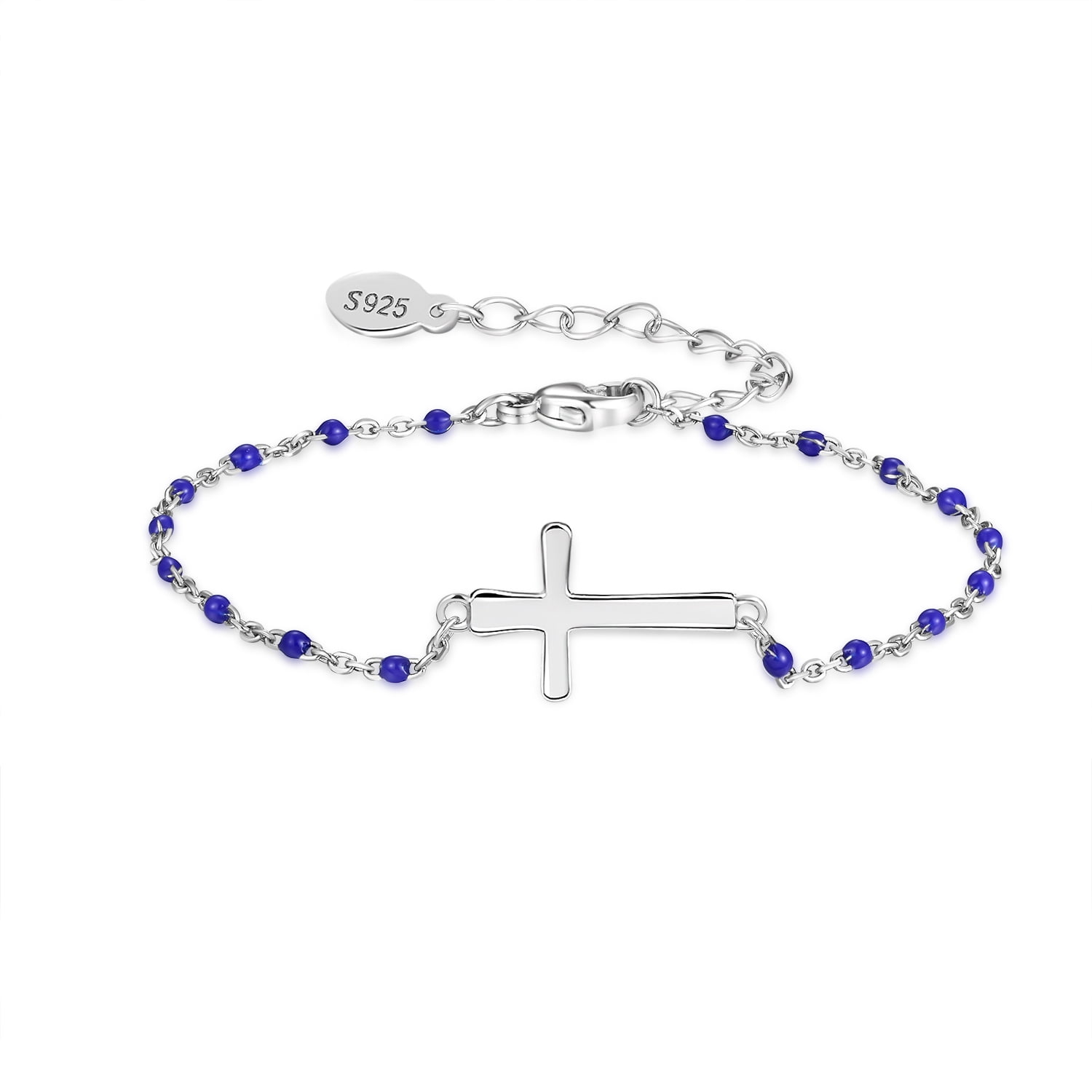 Heshpaws - Brazalete Cruz Religiosa De Plata De Ley