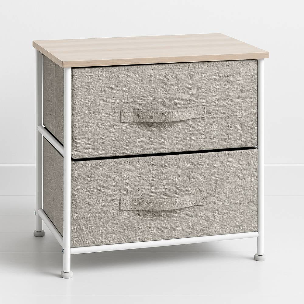 Moad - Velador Con Cajones De Tela - Gris