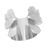 Ioensy - Mujeres Aleación Flor Ancho Brazalete Pulsera Joyería Cumpleaños Regalos Argent