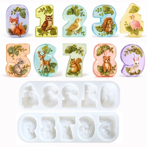 Molde de Resina RESIN GO 3D con Números de Animales 0-9