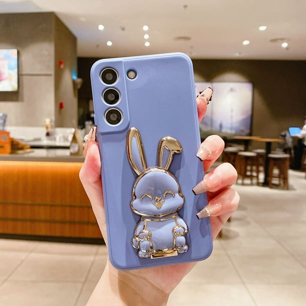 Elevate Your Phone with a Cute Rabbit Stand & Soft Silicone TPU Phone Holder: Protective Case for Samsung Galaxy S23/S22/S21/Plus/Ultra/FE