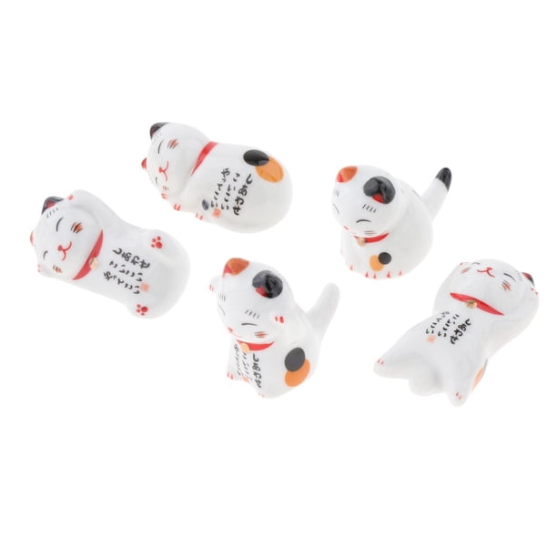 Adorable Estilo Japonés Lukcy Cat Tenedor Cuchara Resto Figuras De Animales Para Decoración Pose 3