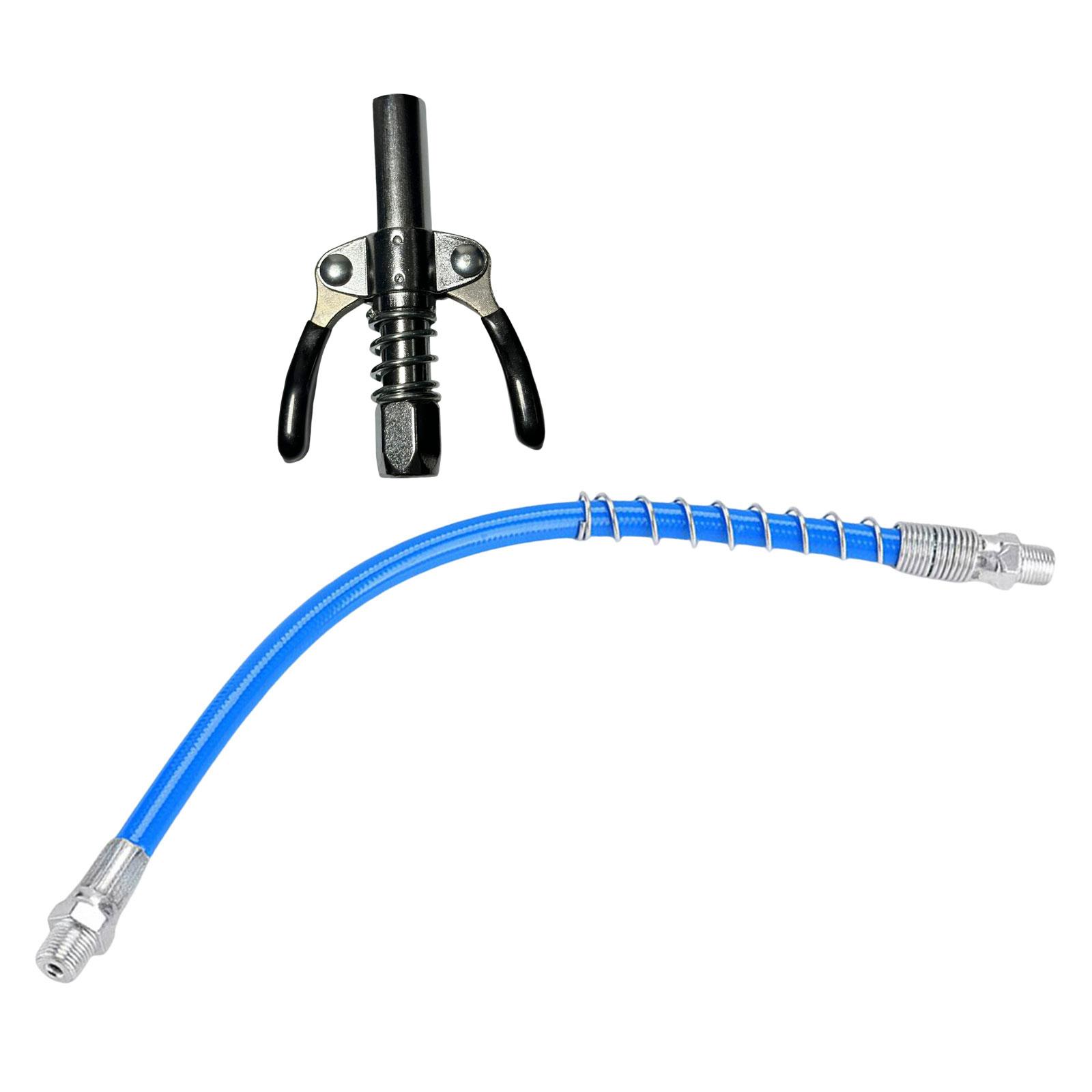 Magideal - Boquilla De Grasa Con Acoplamiento De Grasa De Alta Presión, De Rápido Bloqueo Y Liberación, Conexión Zerk De Acero Inoxidable, Punta De Grasa Con Abr Manguera Negra De 30 Cm.
