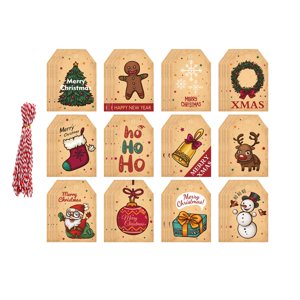 Magideal - Etiquetas De Regalo De Papel, Etiquetas Navideñas Con Cordón Con Agujeros, Decoraciones Navideñas, Etiquetas Colgantes Para Celebración, Paquete De Fi Caqui