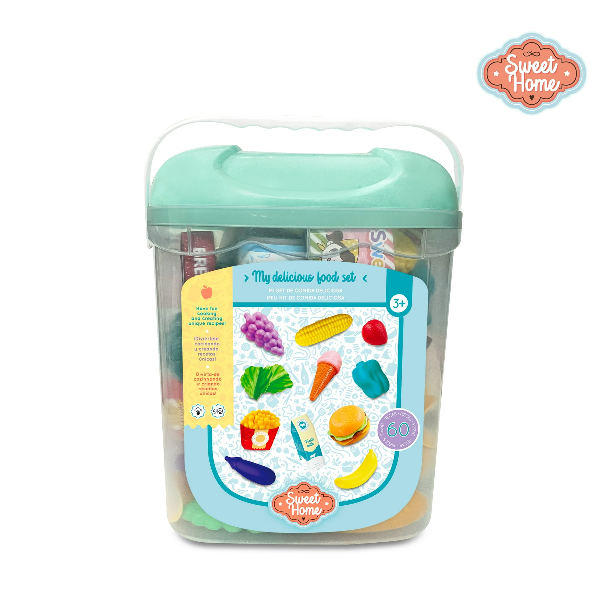 Sweet Home - Set De Comida Infantil Con 60 Accesorios Y Balde Organizador