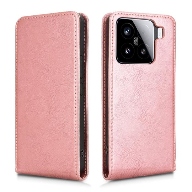 Funda tipo folio para Xiaomi 15 Pro con soporte magnético y protección para la cámara Oro rosa