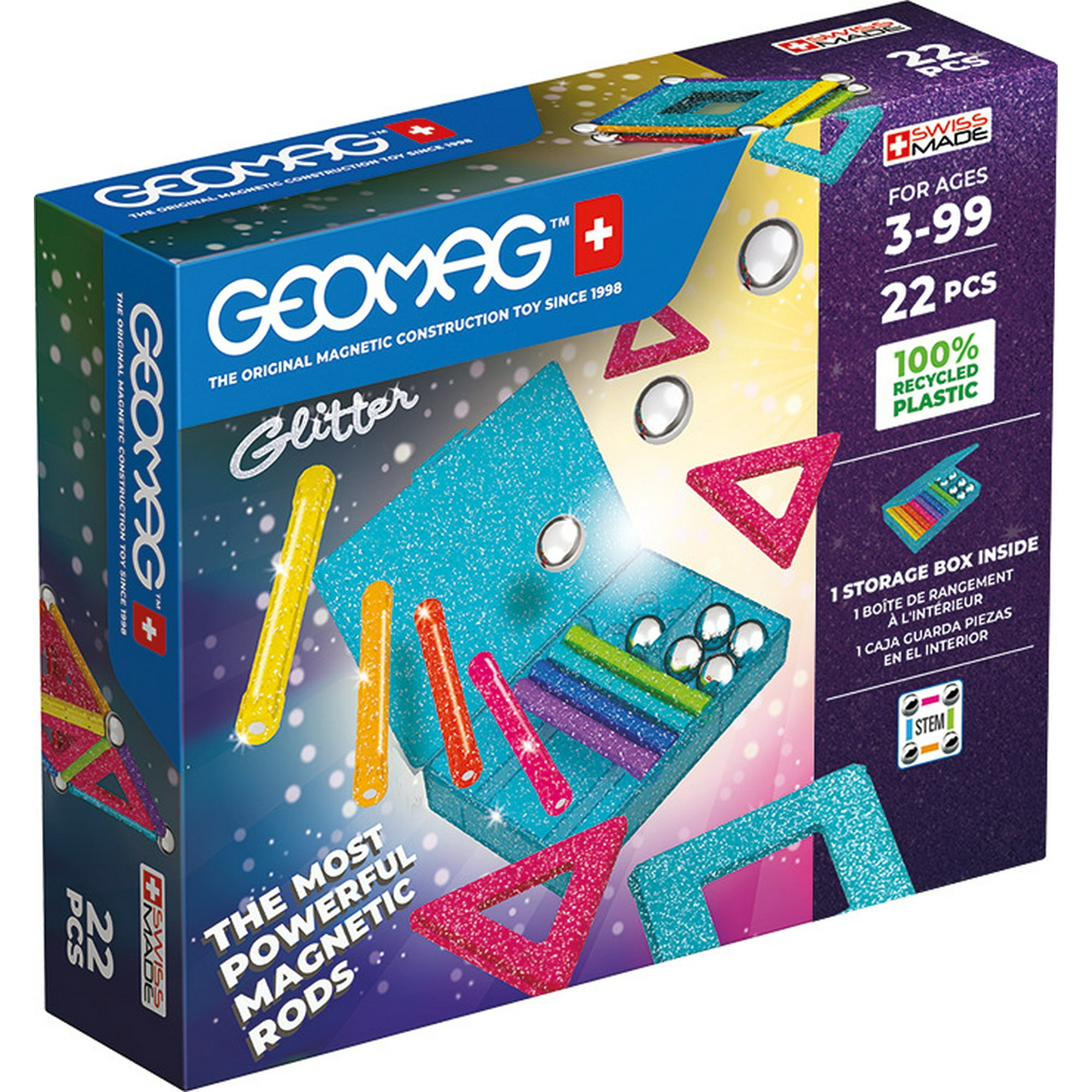 Geomag - Juego De Creacion Magnético Glitter (35 Piezas) - Línea Ecológica