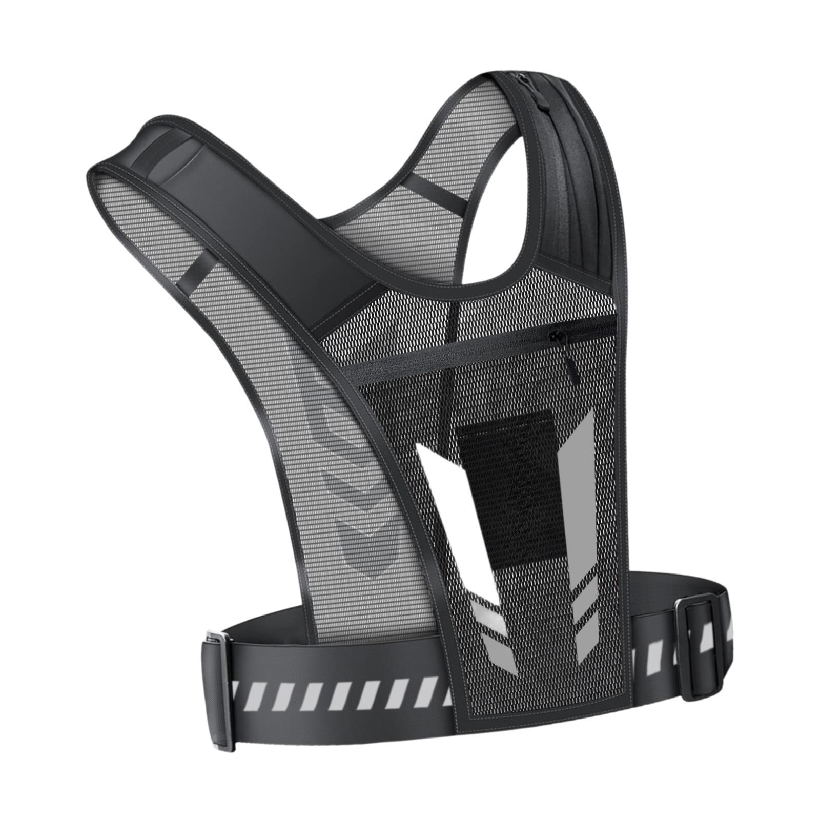 Ioensy - Correr Chaleco Con Tiras Reflectantes Bolsa De Cofre Soporte De Teléfono De Cofre Para Entrenamiento Negro