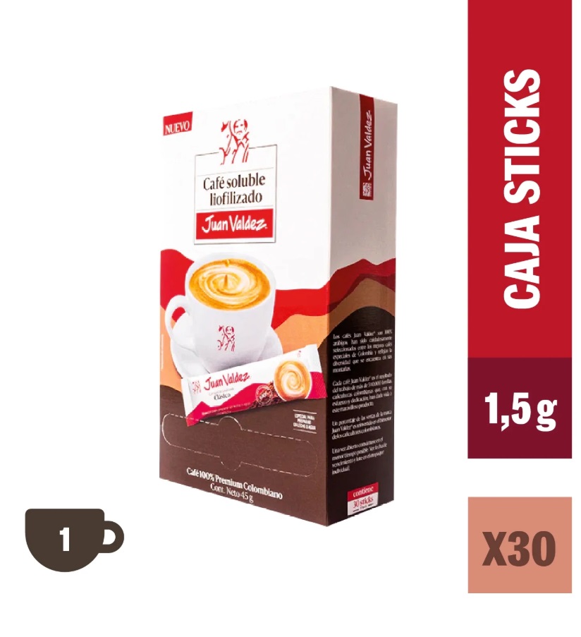 Sticks Café Liofilizado Juan Valdez 30 Unidades