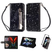 Funda Para Foxdock Elegante Funda Samsung Galaxy Z Fold5 Glitter Con Cremallera-Ideal Para El Uso Diario
