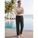 thumbnail image 2 of INSPIRE CHIC Pantalones de Lino Transpirables con Cordón de Ajuste Relajado y Textura a Rayas para Hombre, Talla XL, Negro, 2 of 5