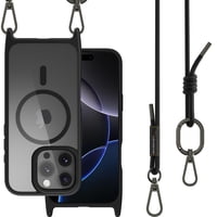 Funda Mageasy Para Iphone 16 Pro 6.3 Con Correa Cruzada Negra