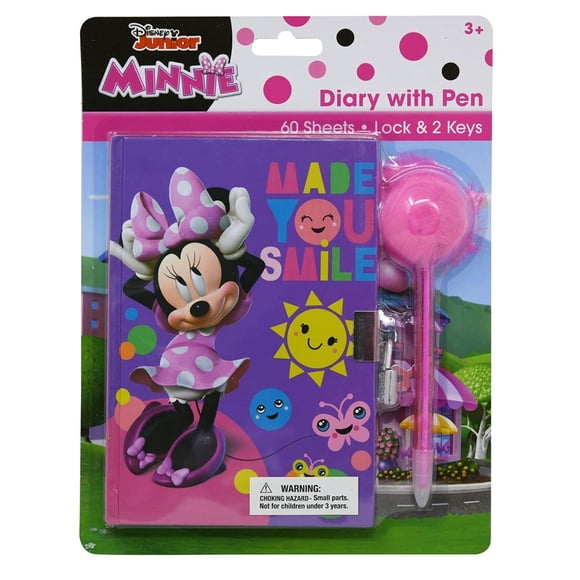Diario de Minnie Mouse con bolígrafo en cartulina para niñas