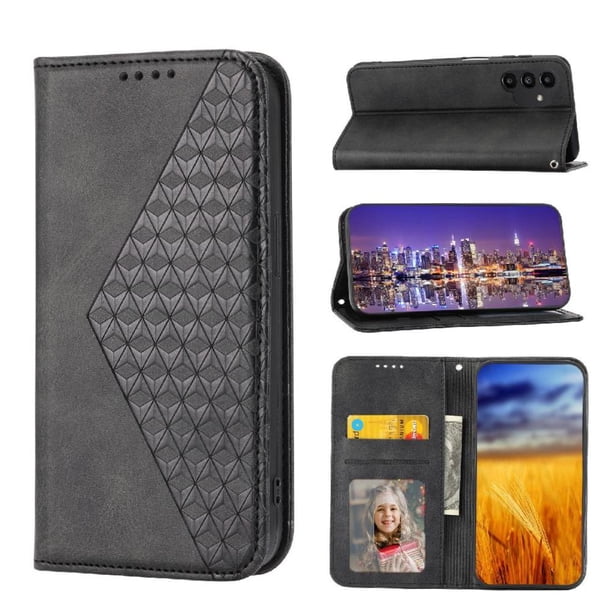 Funda Flip FOXDOCK para Samsung Galaxy A32 5G , Estilo Billetera con Diseño Rombo, Correa de Mano y Soporte, Uso Diario