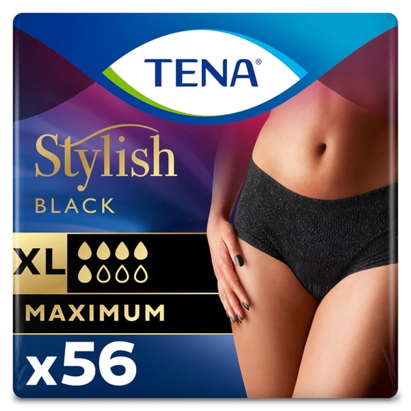 Ropa Interior para Incontinencia TENA Stylish Negra para Mujer Talla Extra Grande 56 piezas