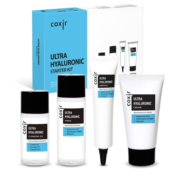 Kit de inicio coxir Ultra HYALURONIC: aceite limpiador+tónico+ampolla+crema
