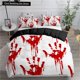 thumbnail image 1 of Halloween Duvet Cover Horror Blood Hand Bedding Set for Teens Scary Red Blood Stains Polyester Quilt Cover Bed Sheets, 1 of 5