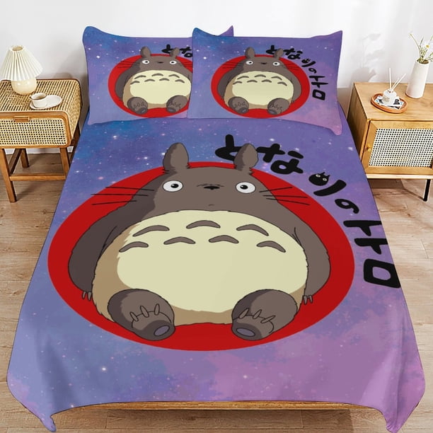 x66 My Neighbor Totoro Bed Duvet Cover Microfiber Bedding Sets 3D Printed Lightweight 3 Piece Comforter Sets, 1 Duvet Cover And 2 Pillow Shams for Kids Boys Girls 79"x90" jn66