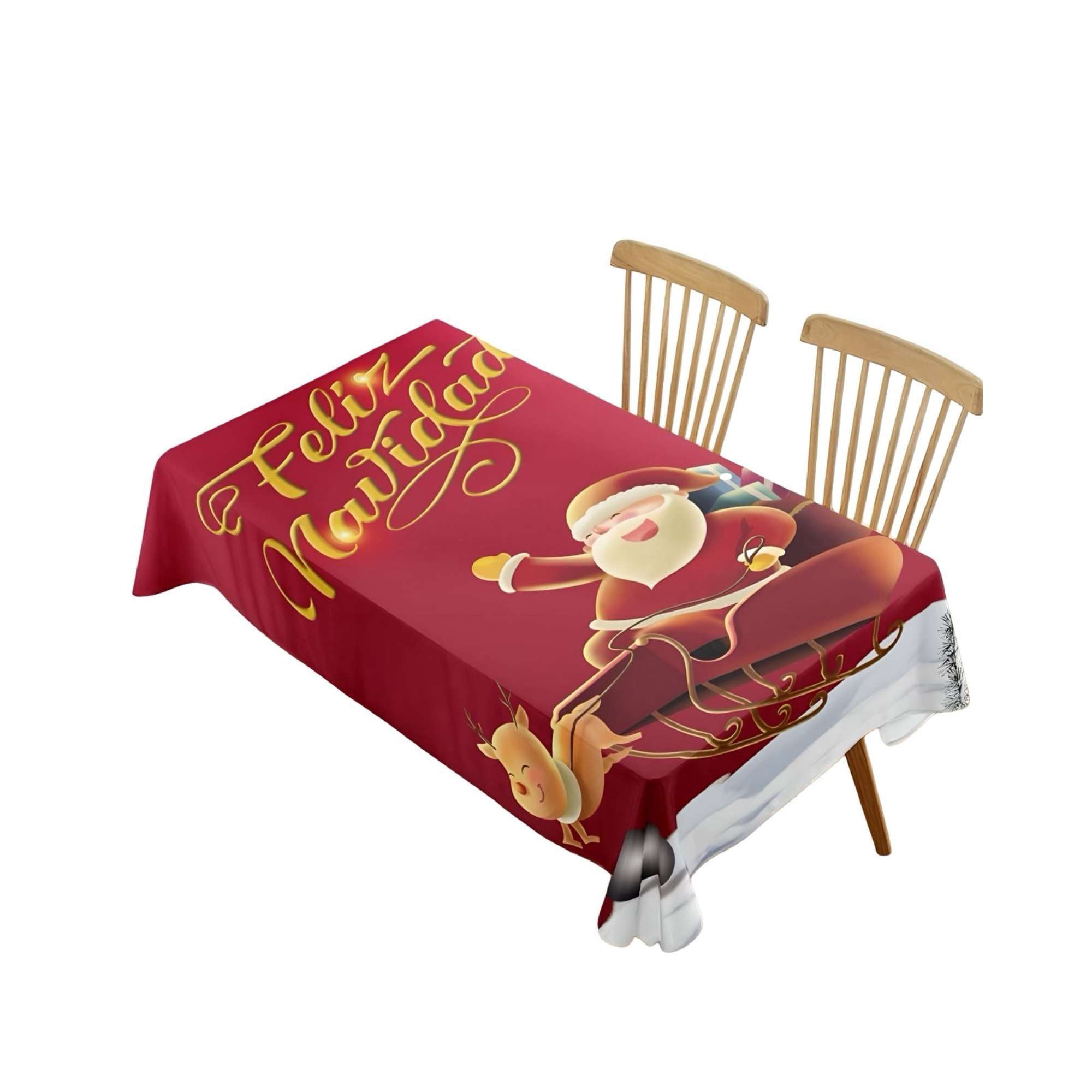 Tengfei - Mantel De Navidad Antimanchas Trineo Y Santa