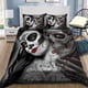 thumbnail image 1 of Sugar Skull Couple Love Quilt Duvet Cover Set Super Doona Cover3-Piece Bedding Set, 1 of 5