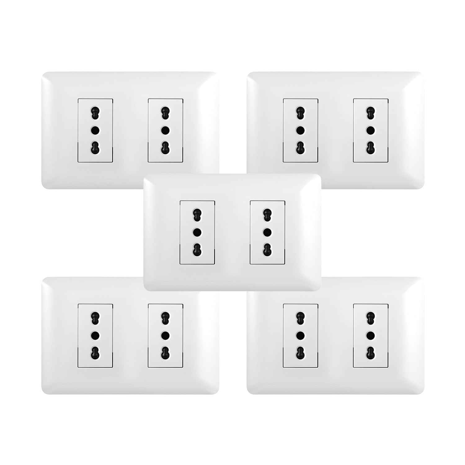 Genérico - Pack 5 Tomacorriente Doble 10/16a 250v Blanco