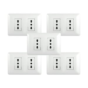 Genérico - Pack 5 Tomacorriente Doble 10/16A 250V Blanco