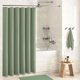 thumbnail image 2 of Xiao Hua Cortina de ducha impermeable con estampado de gofre, 180 x 180 cm, 1 unidad. Incluye 12 ganchos de plástico de regalo. Cortinas de ducha elegantes para la decoración del baño. Color verde., 2 of 3