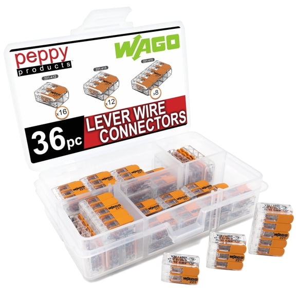Surtido de conectores de cables WAGO 221 Lever-Nuts, 36 piezas