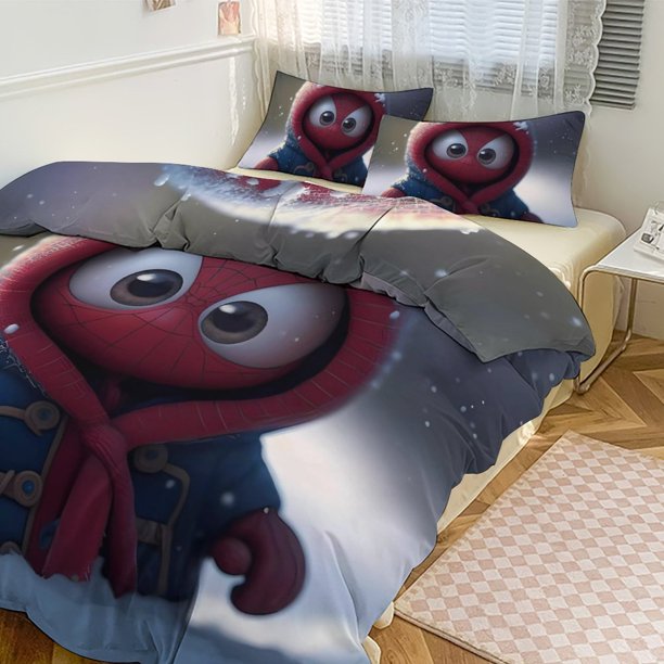 Spiderman Webbed Wonder 3Piece Bed Set - Includes Comforter & Pillow Shams - Bedding Features Spiderman Bed Sheets