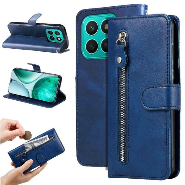 Funda con Cremallera para Honor X8C, Carcasa Cartera de Cuero PU con Soporte y Tarjetero