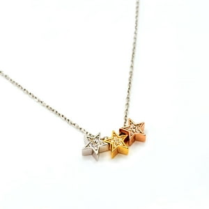 Tiana Joyas - Collar Con Trio De Estrellas De Plata 925 Y Enchapadas En Oro De 18K