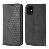 Funda Flip Foxdock Para Samsung Galaxy A51 4G , Estilo Billetera Con Diseño Rombo, Correa De Mano Y Soporte, Uso Diario