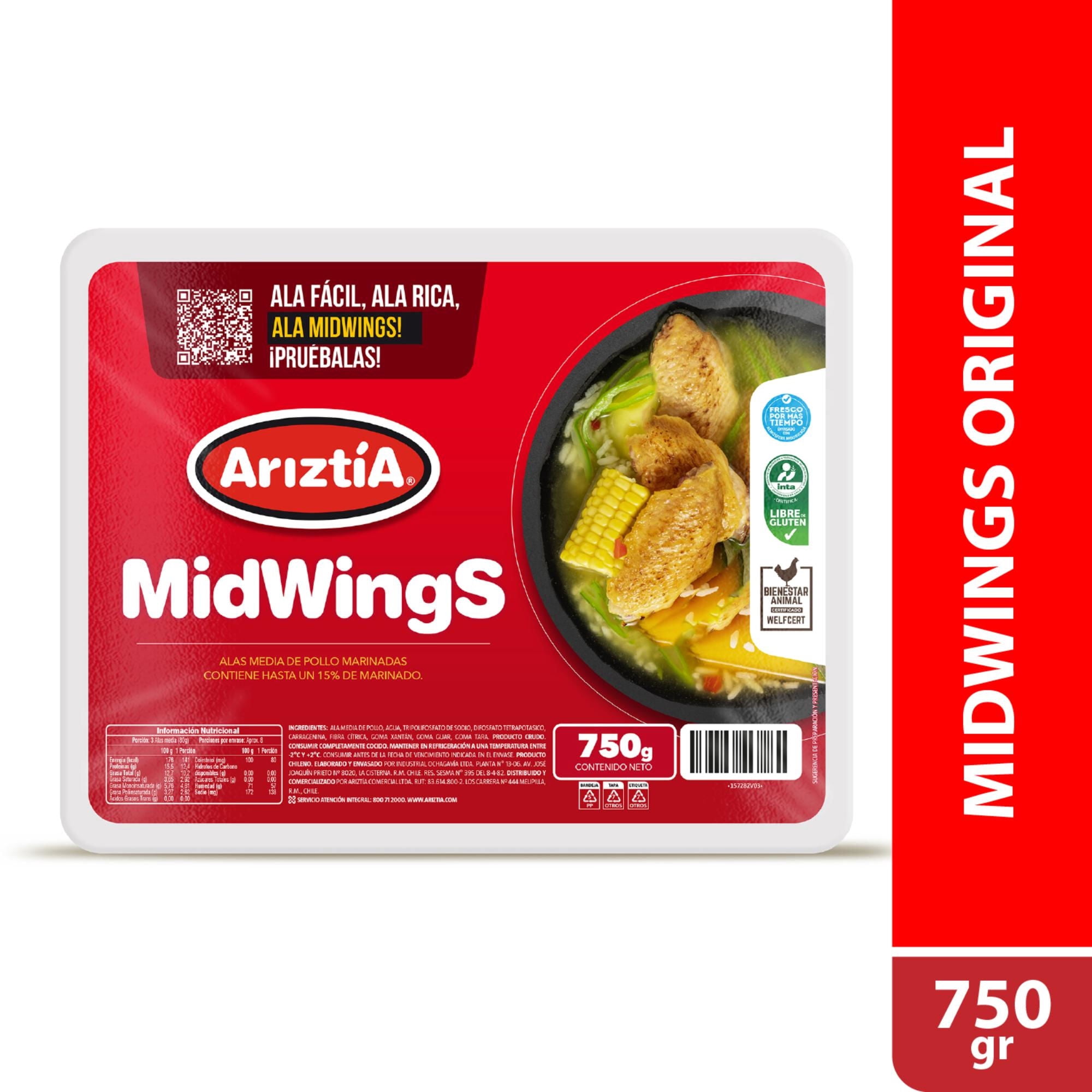 Pollo Alas Midwings Envasado 750 g Ariztia