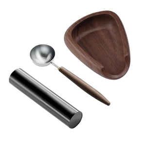 Bothyi - 3X Cuenco De Madera Para Café En Grano Y Cuchara Medidora Moderna Para Cocina, Hotel, Cafetería, Nogal Negro