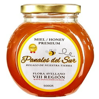 Frasco Miel De Abeja Viii Región Flora Avellano 500 G Panales Del Sur