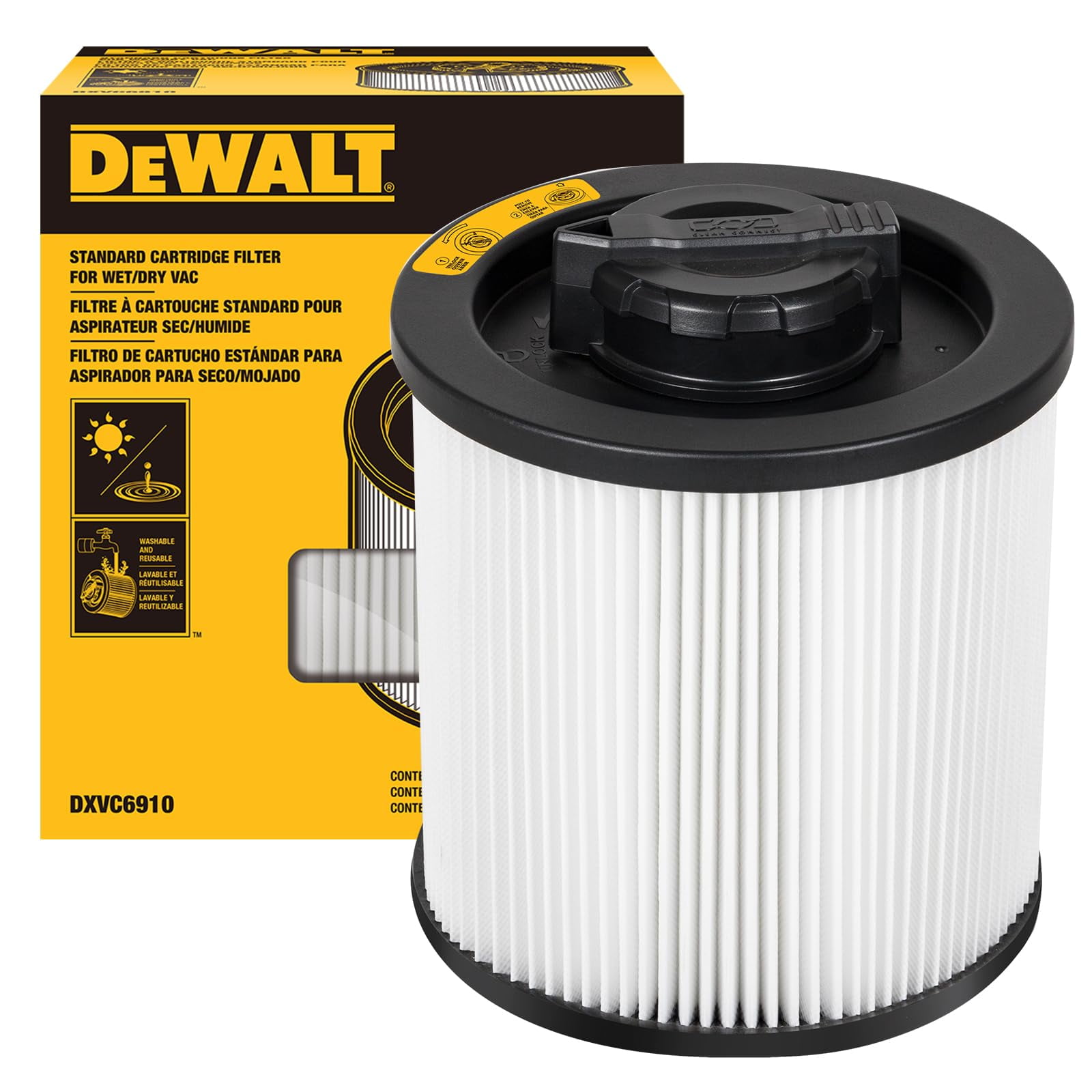 Filtro Shop Vac Dewalt Dxvc6910, Lavable Y Reutilizable, De 6 A 16 Galones