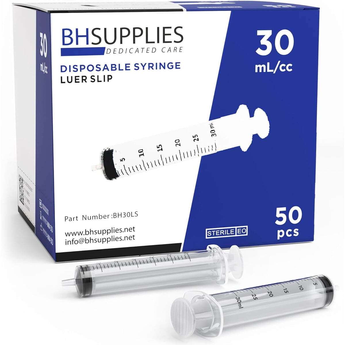Jeringa Bh Supplies 30ml Luer Slip Estaril Sin Aguja 50un