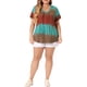 thumbnail image 2 of Agnes Orinda Blusas de Mujer Talla Grande para Escuela y Universidad, Cuello en V Casual, Manga Corta, Estampado Tie Dye, Tops de Verano 3X Naranja, 2 of 6