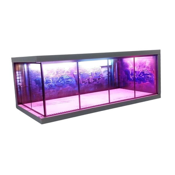Vitrina De Coche Fundido A Presión A Escala 1/64 Con Luces LED Para Coleccionistas De Modelos De Coche De Aleación B