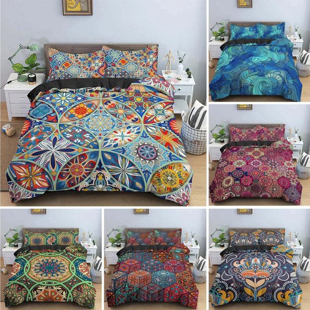 Vintage Bohemian Bedding Sets Boho Mandala Quilt Comforter Duvet Cover With Pillowcase Bedclothes