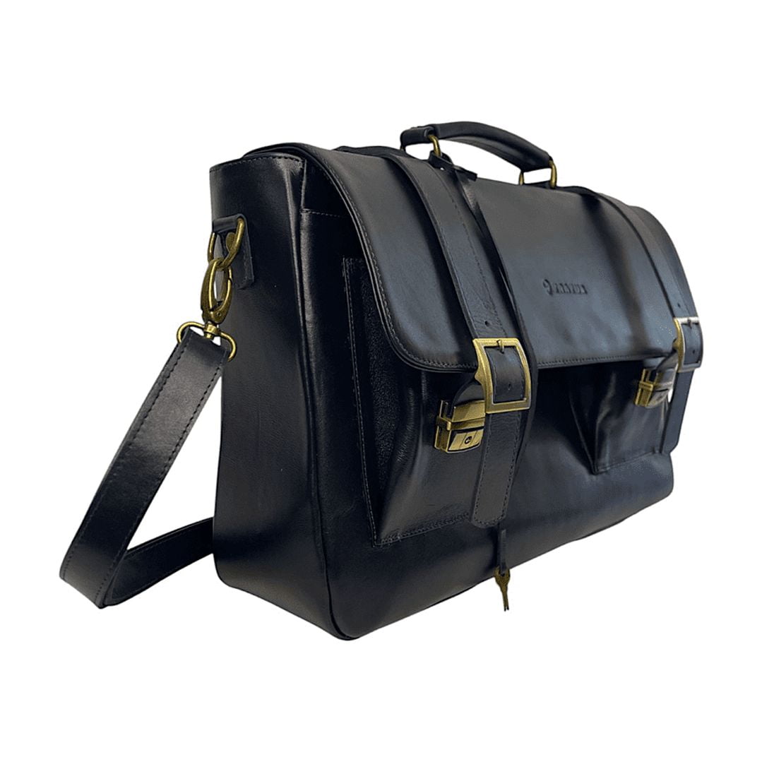 Maletín De Cuero Magallanico Negro Tratur