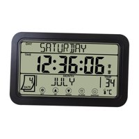 Magideal - Reloj De Pared Electrónico Relojes En La Pared Colgando Sin Tictac Con Día / Fecha Reloj Despertador Decorativo Para Sala De Estar Cocina , Negro