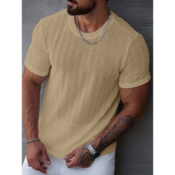 Polera Hombre Manga Corta Hilo Tejida Estilo Casual 0282